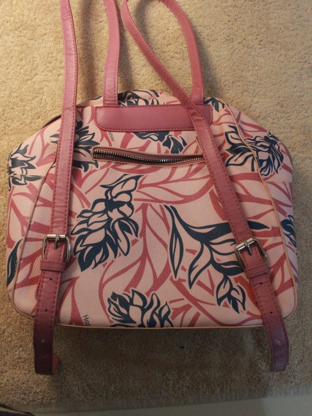Title: Happy Wahine Pink Hawaiian Floral Backpack & Matching Pouch